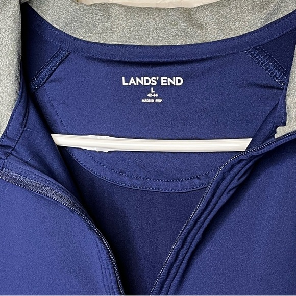 Lands' End Navy Blue Quarter-Zip Pullover Thin Material Size Large 42-44 - Picture 4 of 14